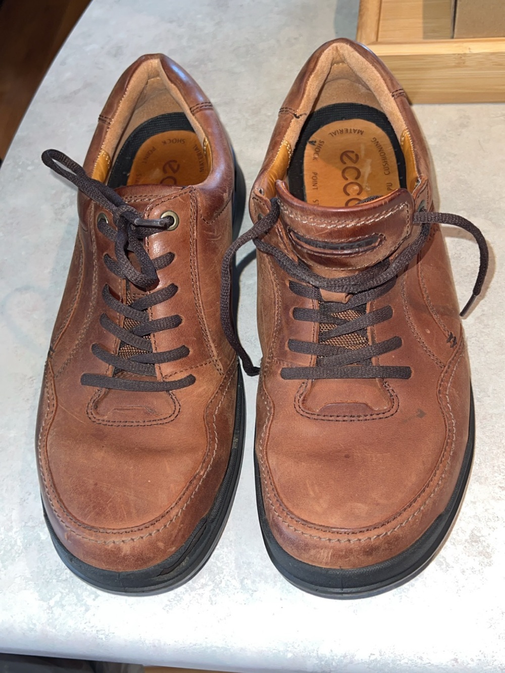 ECCO Howell Tie Brown Pebbled Leather Oxfords Shoes Men's EU 45